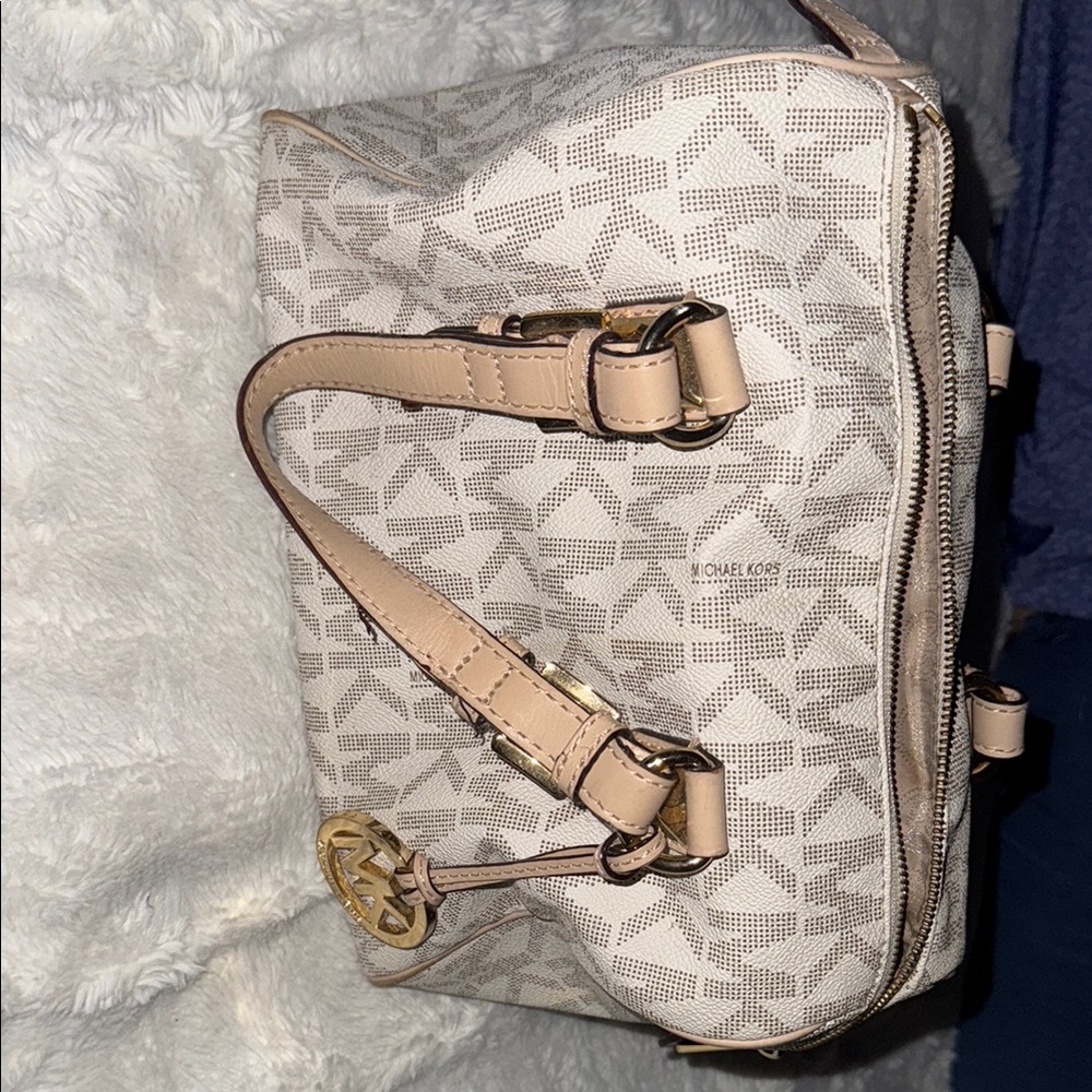 Michael Kors Cream Satchel with Gold Hardware